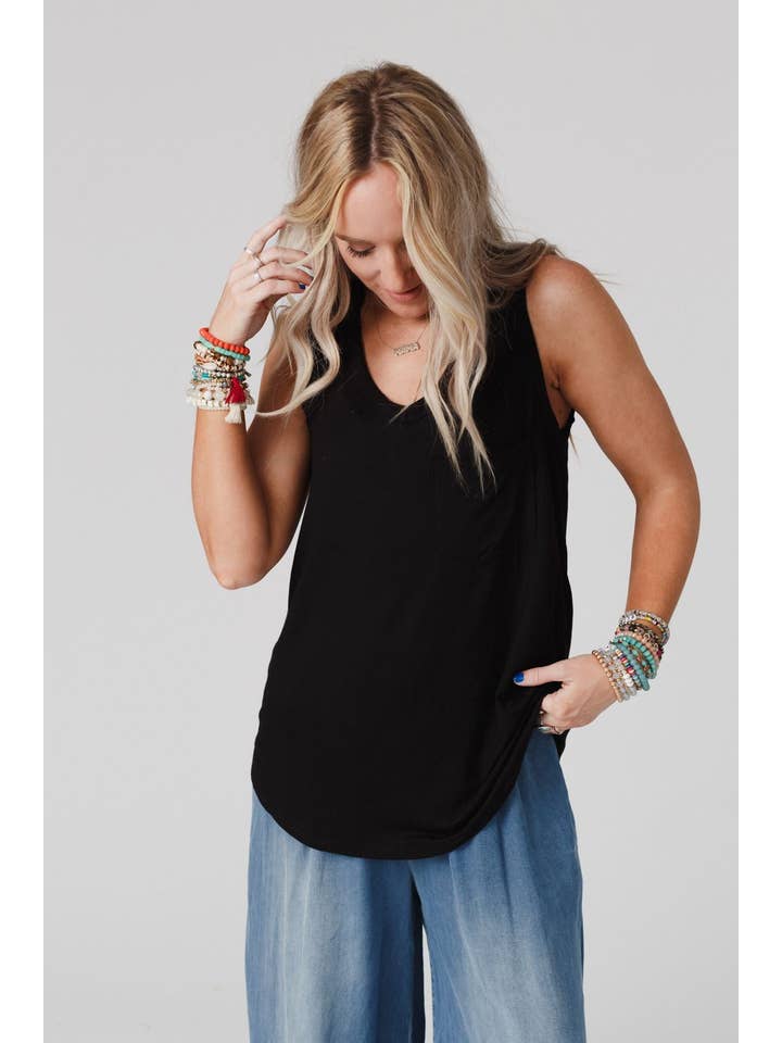 Three Bird Nest - Vente Débardeur – femme - Débardeur Shelli à encolure dégagée - Noir4