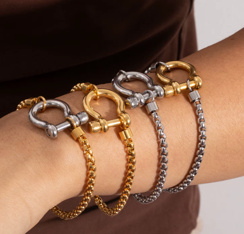 HoopLa – wholesale Charm/dangle bracelet – Horse Bit Carabiner Bracelet- Steel - Charm Bracelet 14K PVD8