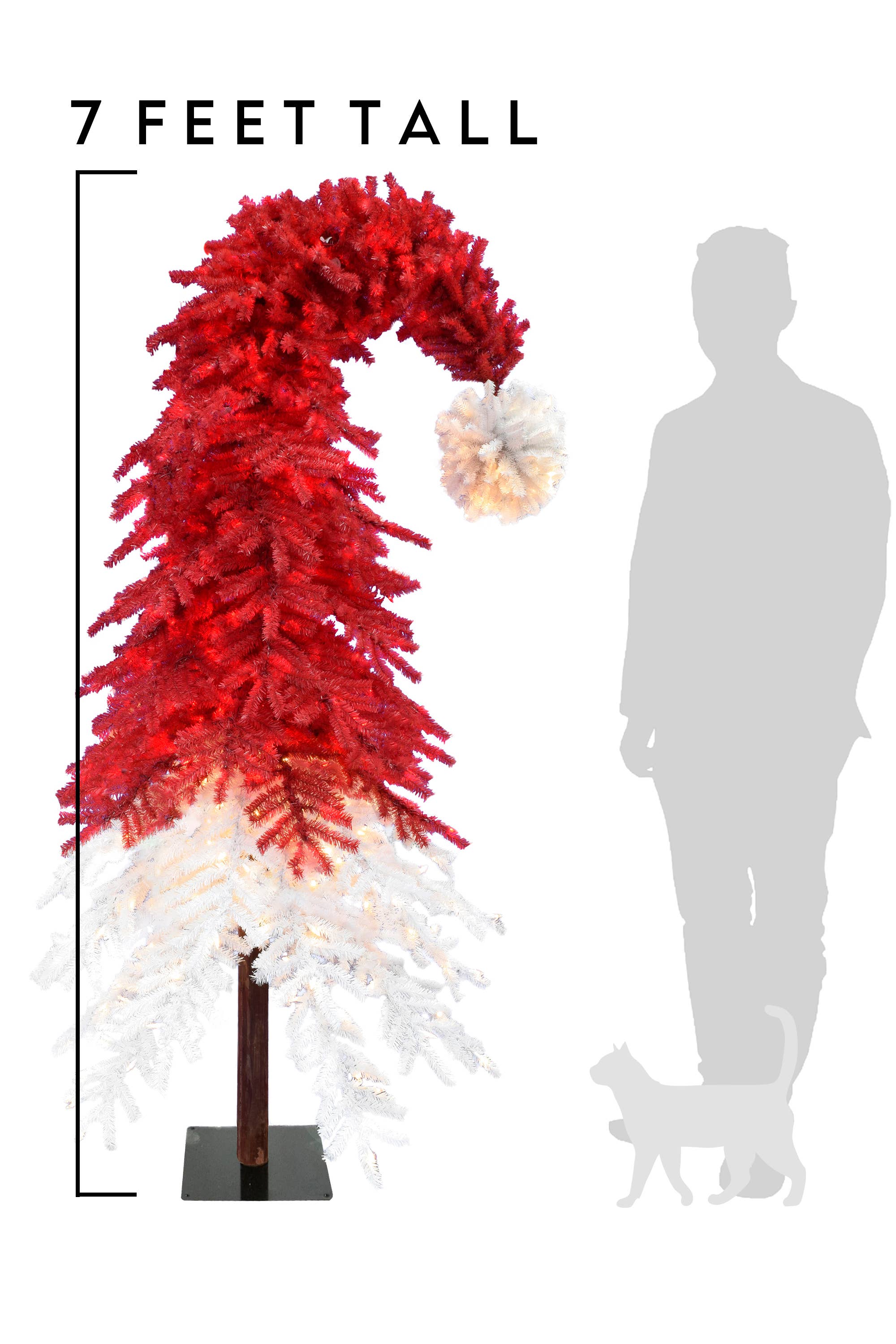 Perfect Holiday - Vente Sapin de Noël artificiel - Sapin de Noël flexible bicolore rouge et blanc de 2,1 m et 2,7 m0