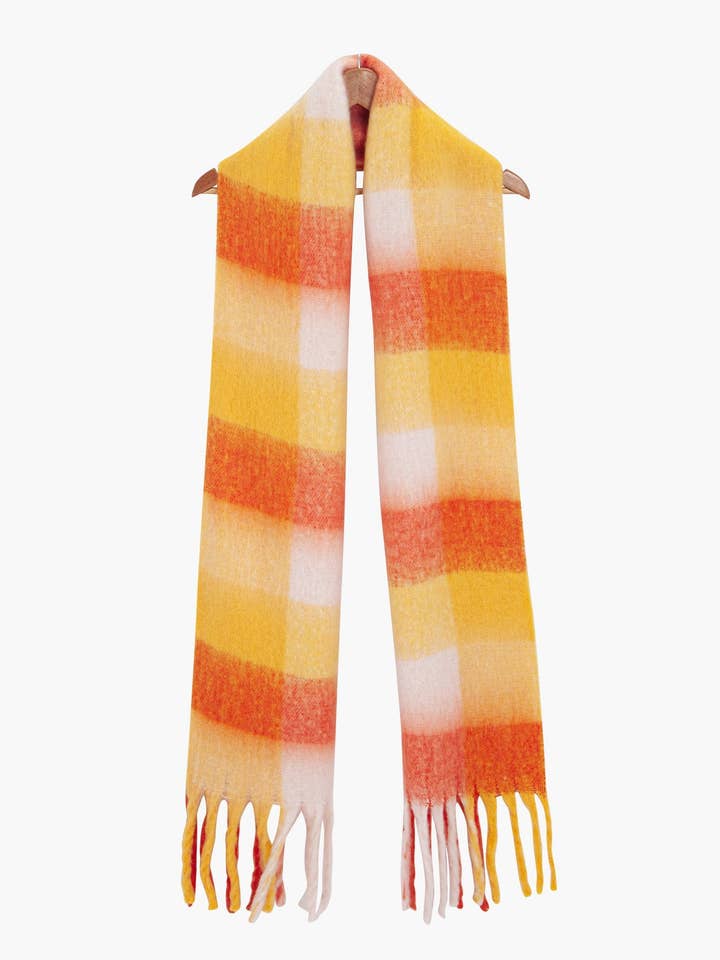 Allie Heavyweight Scarf- Orange, Colourblock Square for wholesale by Sarta Accessories