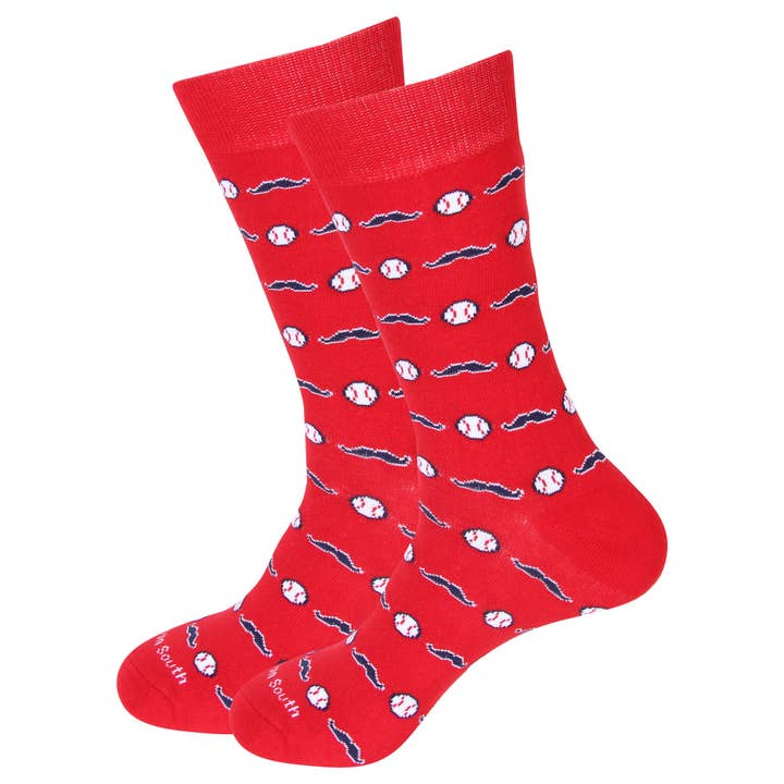 Baseball and Mustache Socks for wholesale by Barrel Down South