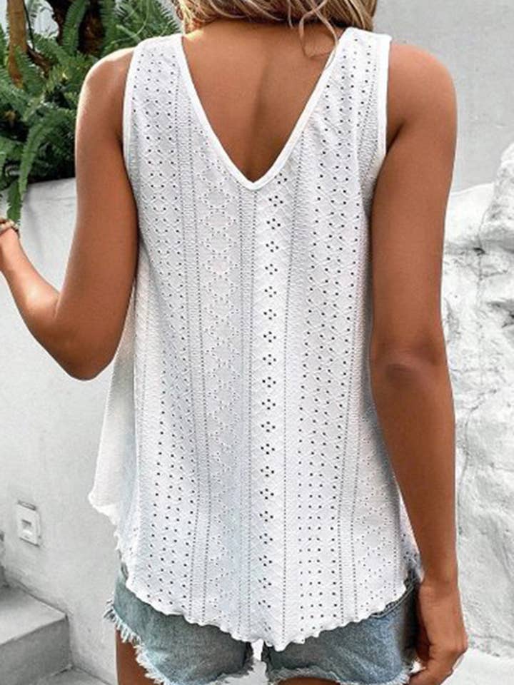 Lovesoft - Wholesale Tank Top - Women's - Multicolor Lace Crochet Splicing V Neck Loose Fit Tank Top