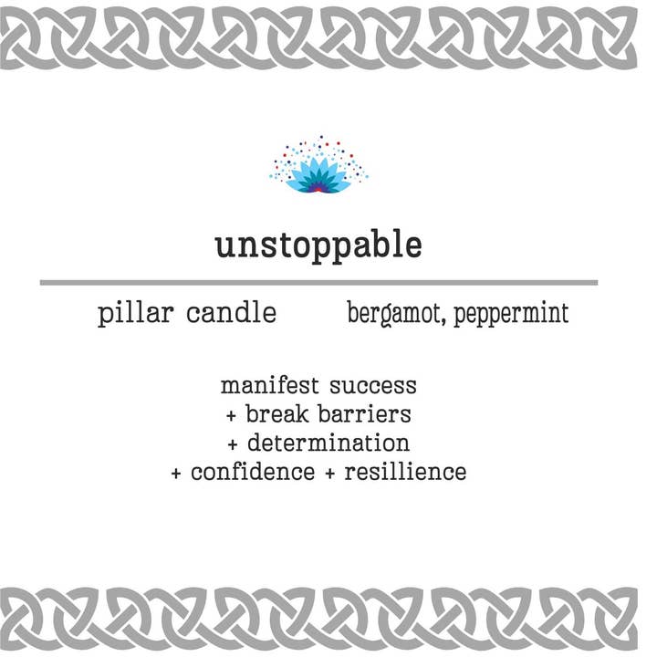 Vrinda - Wholesale Pillar Candle - Manifestation Pillar Candle Unstoppable 7"x1.5"