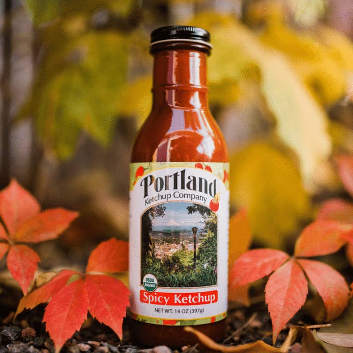 Portlandia Foods - Wholesale Ketchup - Portland Organic Spicy Ketchup 14oz Glass Btls