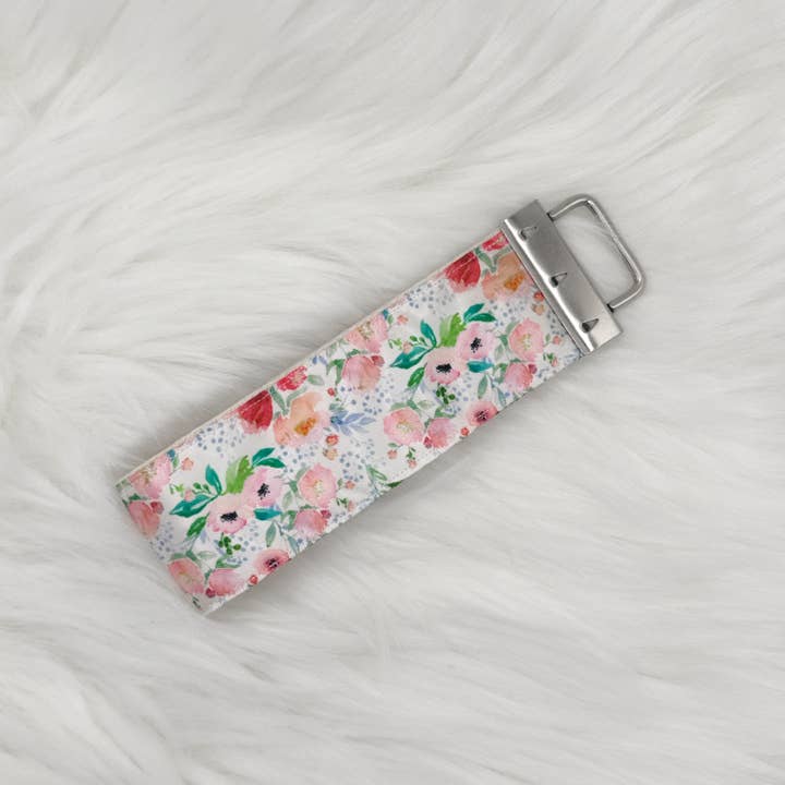 Pastel Girly Floral Wristlet Keychain for wholesale by Paper Giggles