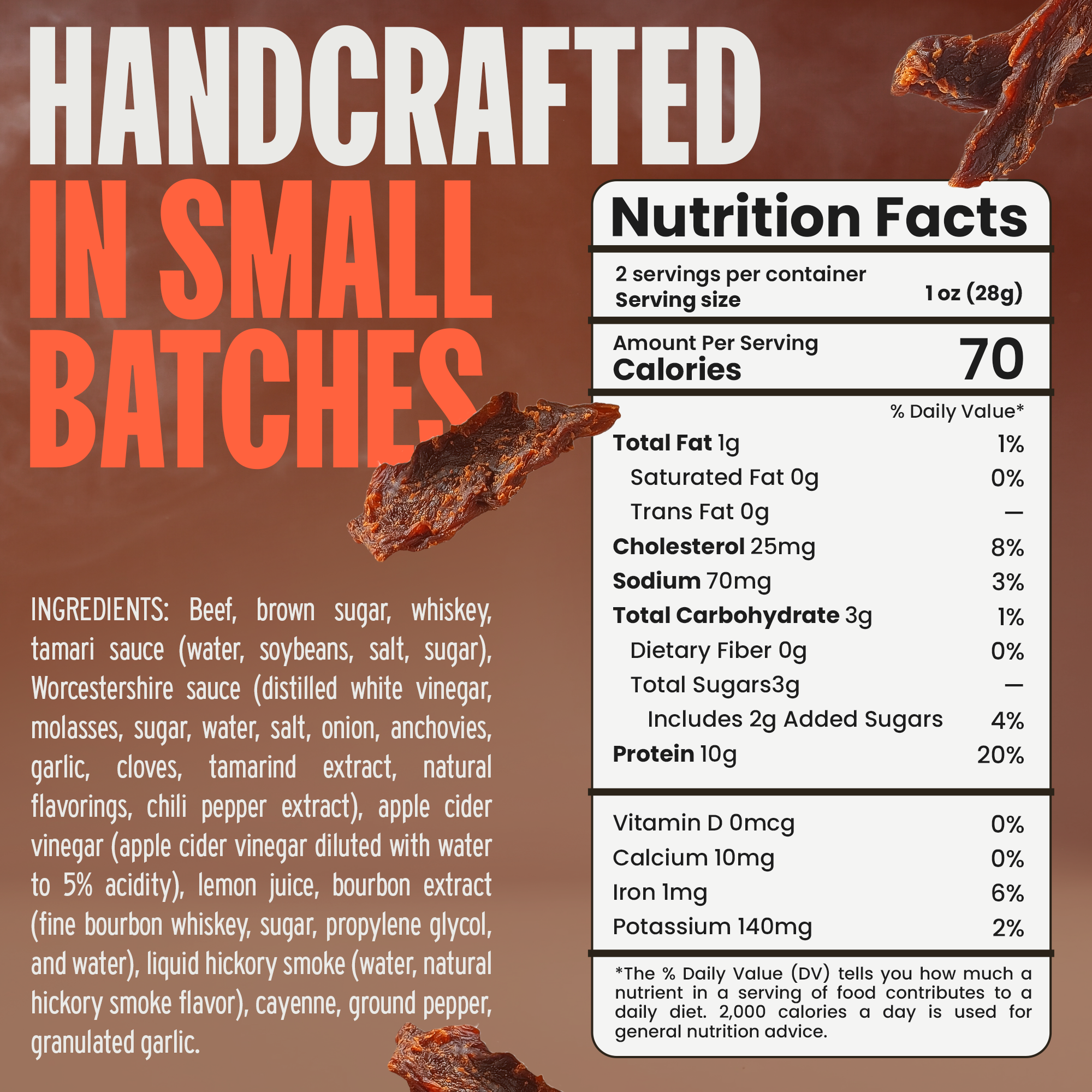 Double Neat - Wholesale Jerky - Beef Jerky Bourbon Glazed Sweet Savory Gourmet Snack 2