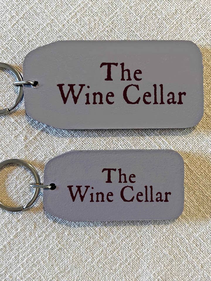The Wine Cellar - Wooden Key Tag for wholesale by THE WOODEN POSTCARD COMPANY