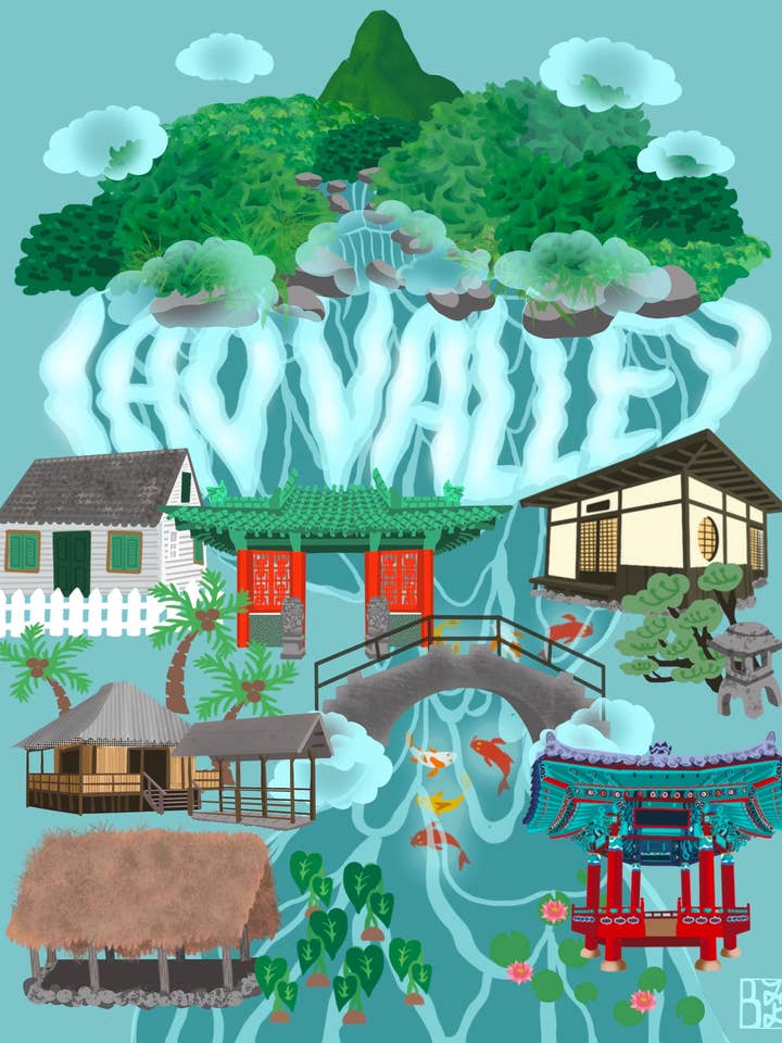 Impression de la vallée d'Iao pour la vente par B. Miyo Art