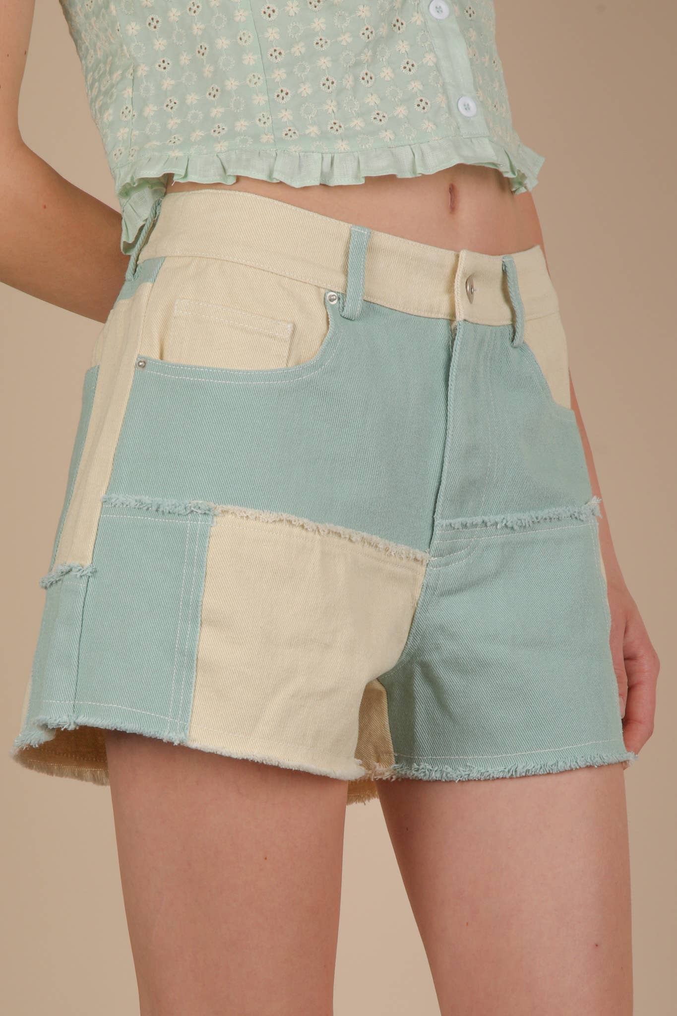 VERY J - Vente Short – femme - NP70779-Short décontracté à blocs de couleur lavés doux12