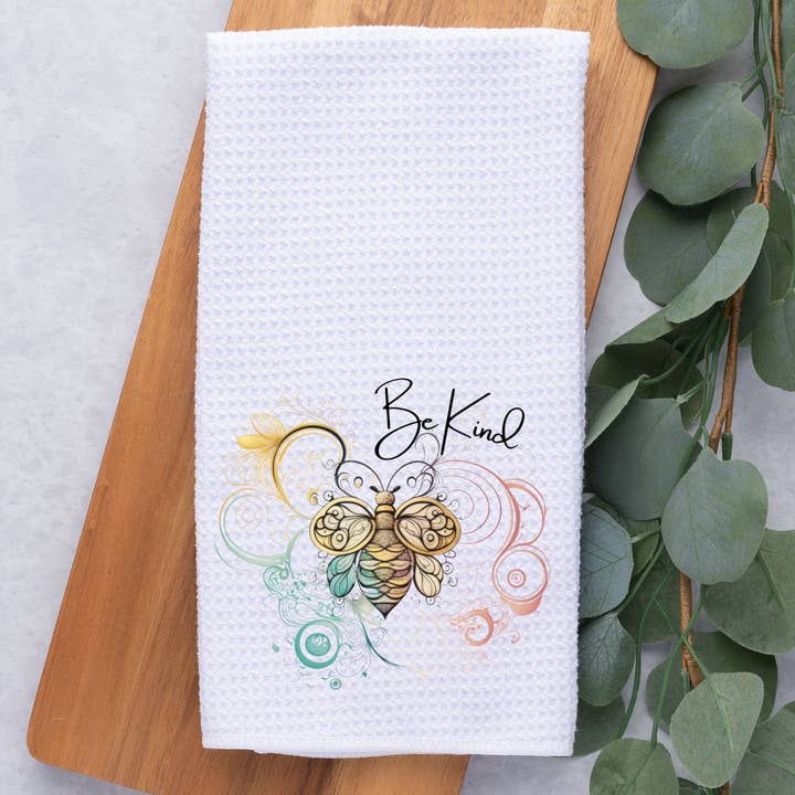 Dark Horse Dream Designs LLC - Wholesale Tea towel - Be Kind / Bee / Watercolor / Positivity / Dish / Hand Towel