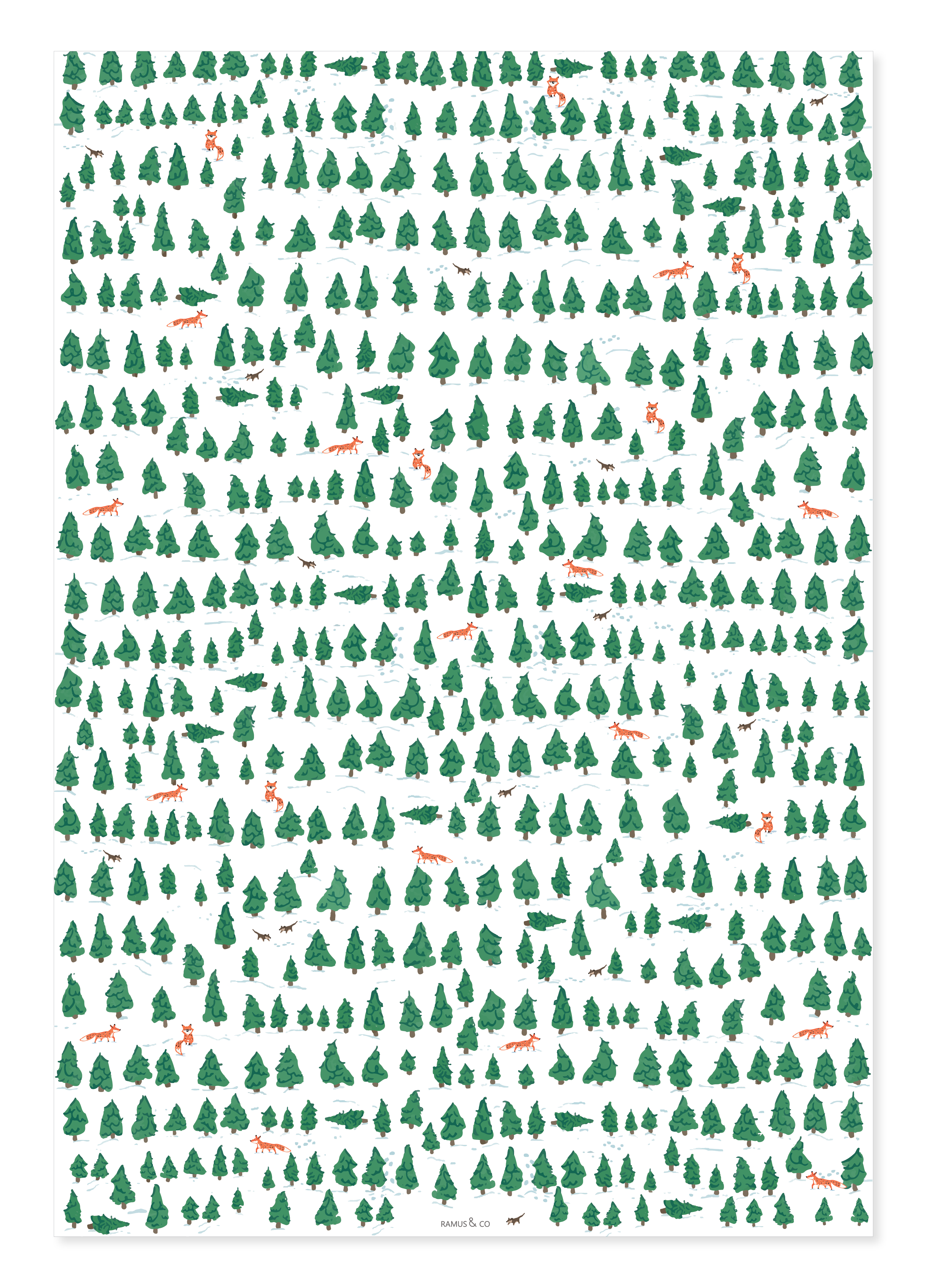 Ramus & Co. - Wholesale Wrapping Paper Roll - Pine Forest Gift Wrap Double-Sided1