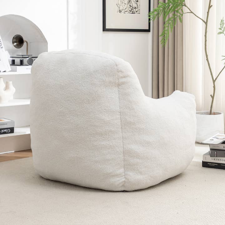 White Bean Bag Chair Sofa with Tufted Memory Foam Filling for wholesale on Faire7