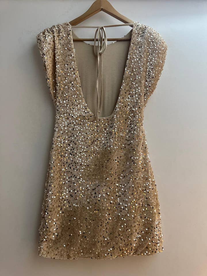 LORIANE - Wholesale Dress - Women's - 11245 Short velvet dress with sequins4