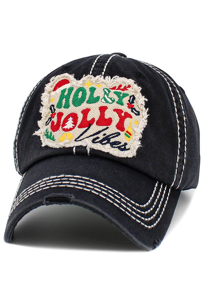 Hana - Wholesale Baseball Cap - Women's - HOLLY JOLLY VIBES Christmas Washed Vintage Baseball Cap1