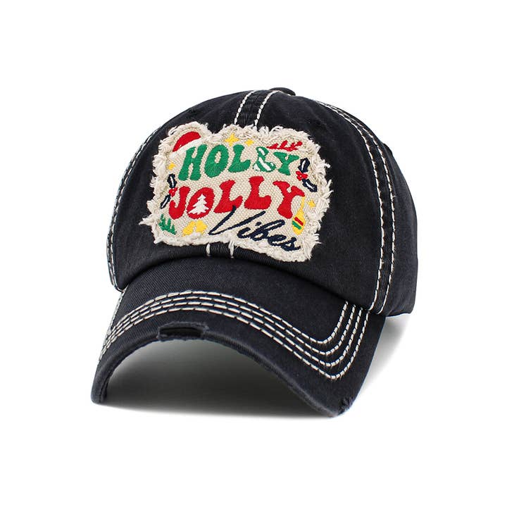 Hana - Wholesale Baseball Cap - Women's - HOLLY JOLLY VIBES Christmas Washed Vintage Baseball Cap1