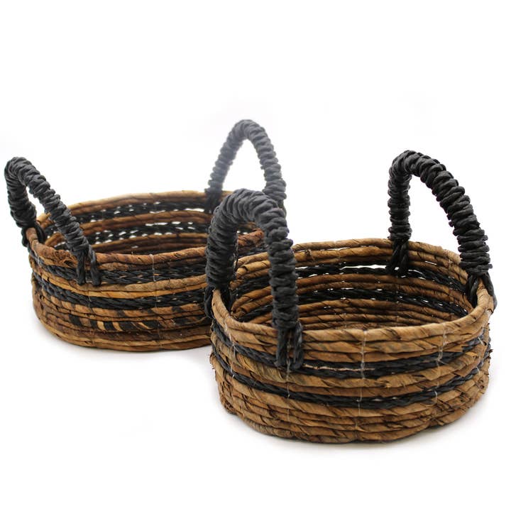 Banana Leaf & Hitam Raffia Basket- Set of 2 for wholesale by Ancient Wisdom