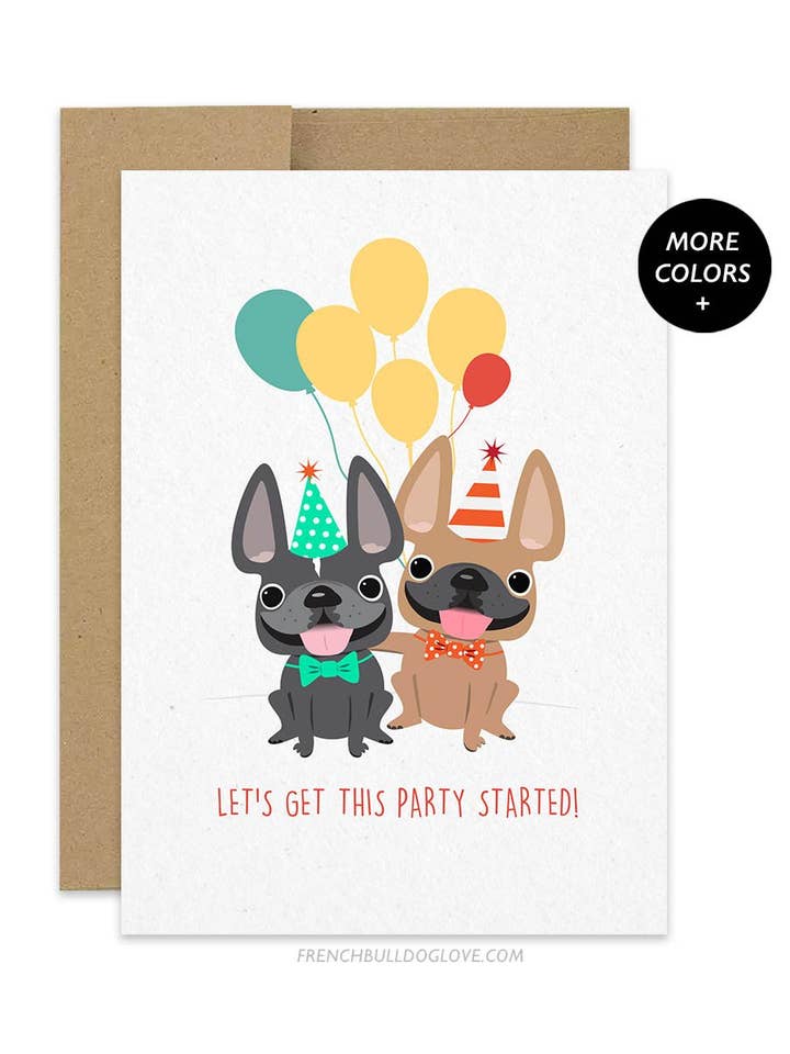 Lass uns diese Party starten - Geburtstagskarte für den Großhandel von French Bulldog Love