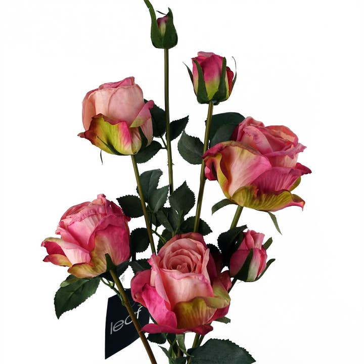 6 x Pink Rose Artificial Flowers for wholesale by Leaf Design UK LTD
