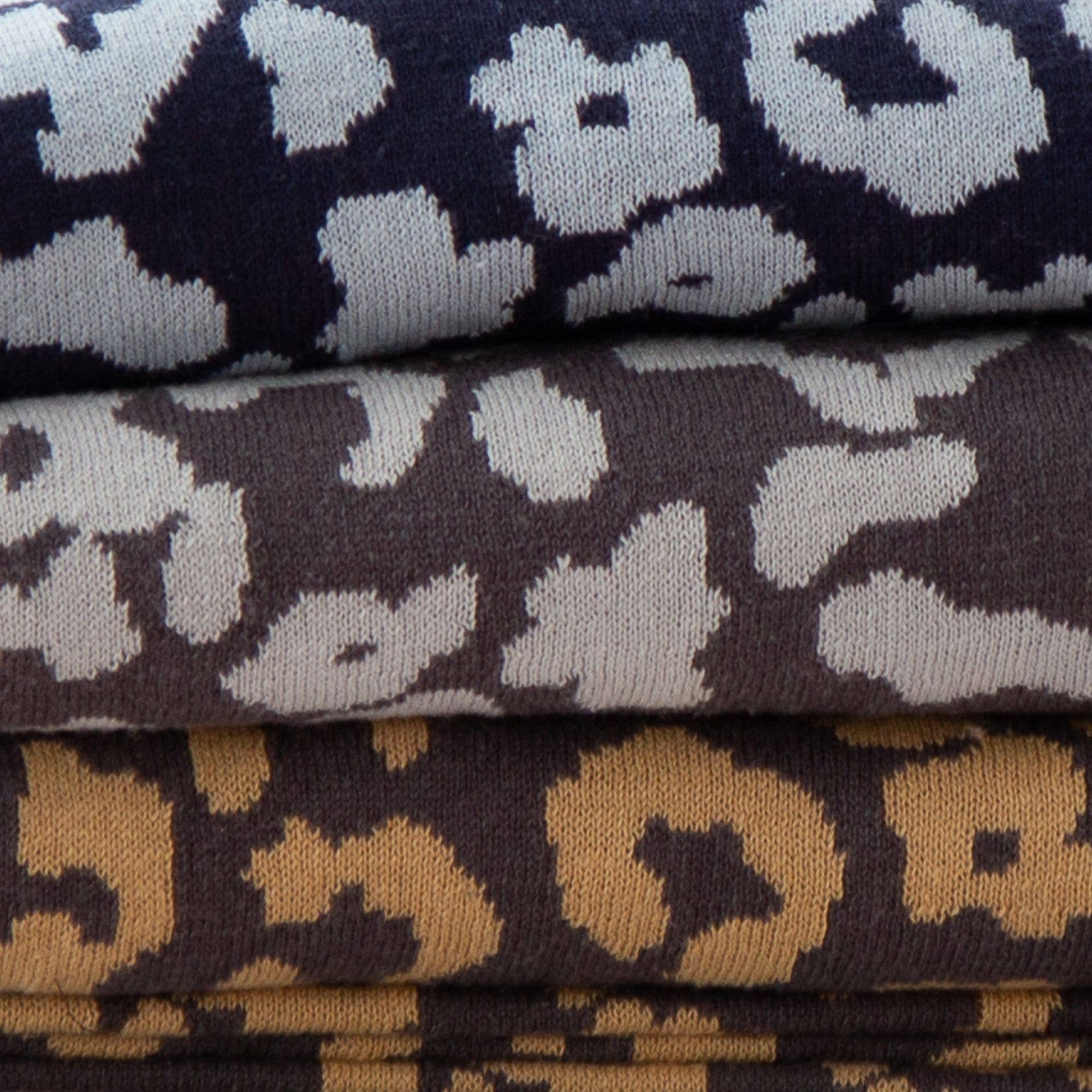 Tajik  Home  LLC - Vente Plaids - Plaid en coton tricoté Lucia léopard - doux et confortable10