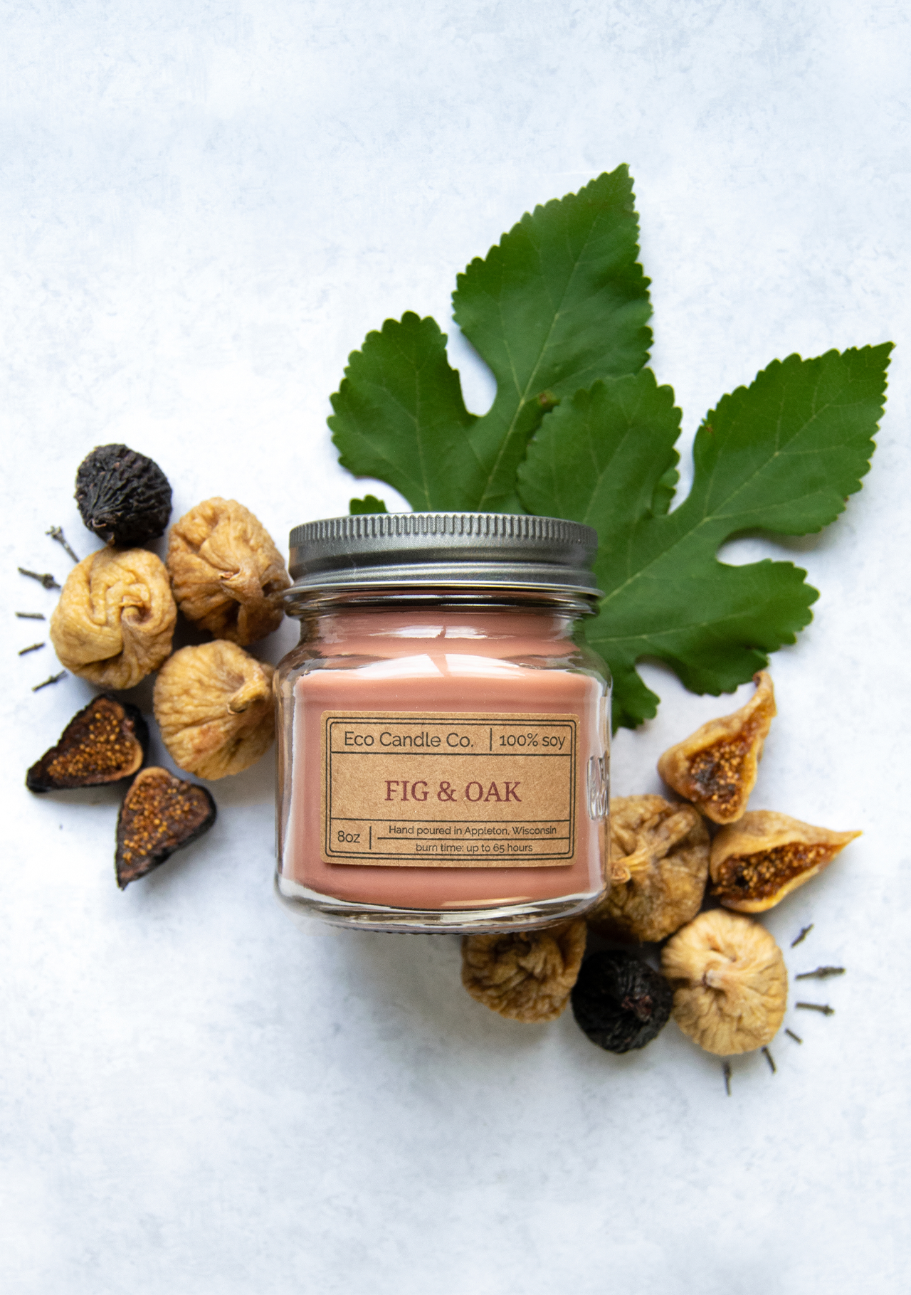 Eco Candle Company – Vela em jarro/copo por atacado – pedreiro 8 oz FIG & OAK2