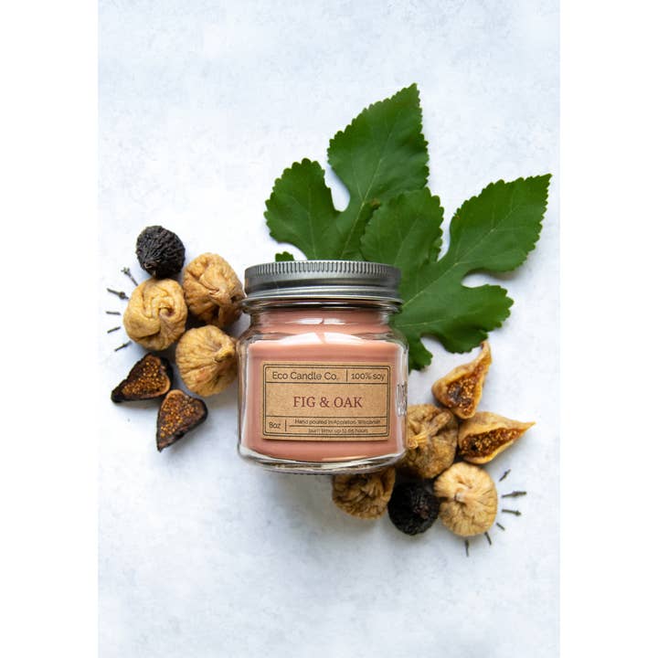 Eco Candle Company - Wholesale Jar/filled candle - 8oz mason FIG & OAK2