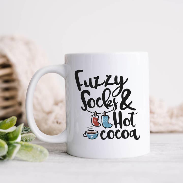 Heart & Willow Prints - Wholesale Coffee Mug - Fuzzy Socks and Hot Cocoa Winter Ceramic Mug