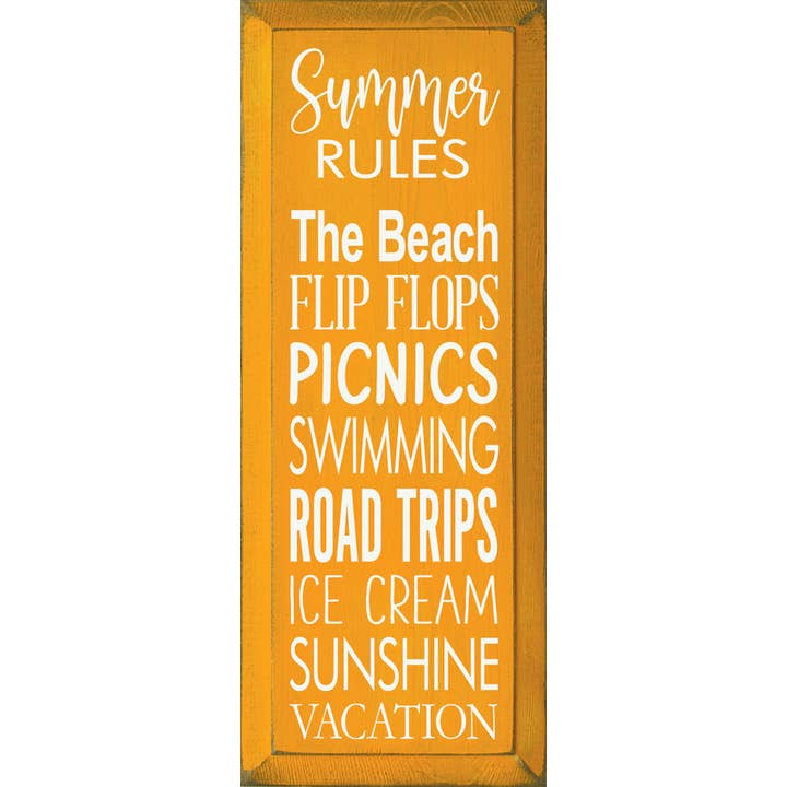 Summer Rules - The Beach, Flip Flops, Picnics... Wood Sign for wholesale by SAWDUST CITY