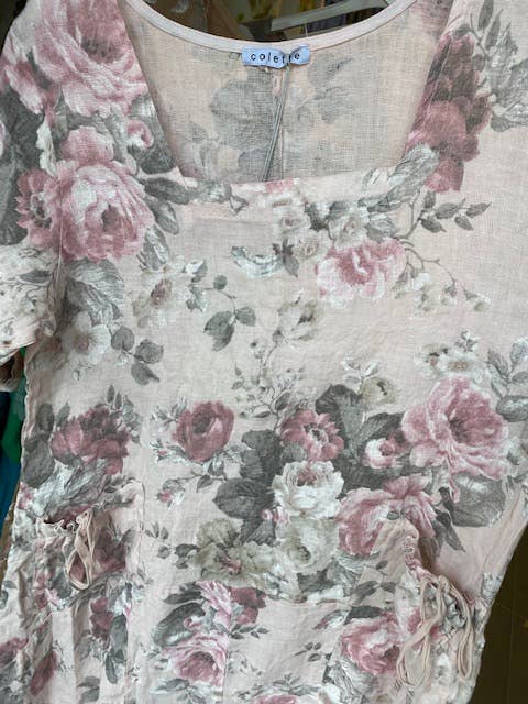 la maison des fibres naturelles – Großhandel Kleid – Damen – Leinenkleid mit floralem Muster, 100 % Leinen, Modell 6796724