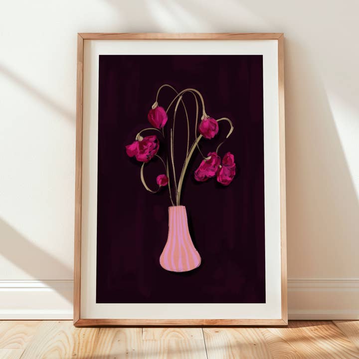 Flowers In A Vase Print, Abstract Flower Art, Floral Print for wholesale by Georgie King Designs