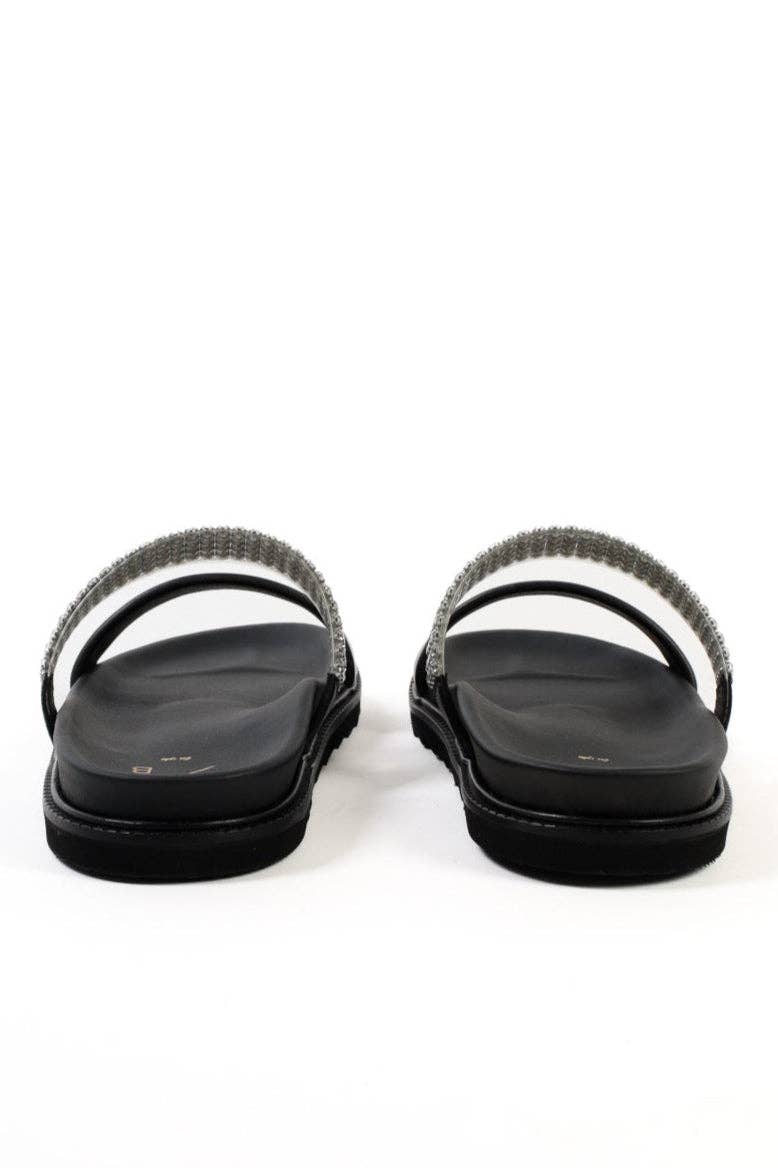 KMB Shoes - Vente Sandales – femme - JULS BLACK – Sandales à deux brides avec décoration en strass5