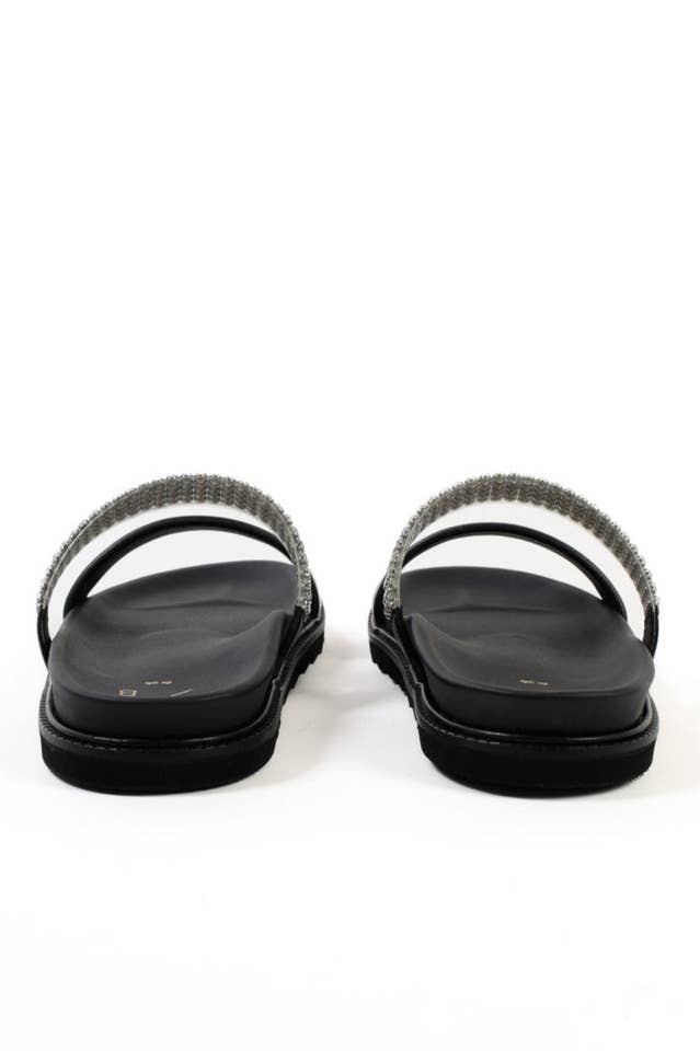 KMB Shoes - Vente Sandales – femme - JULS BLACK – Sandales à deux brides avec décoration en strass5