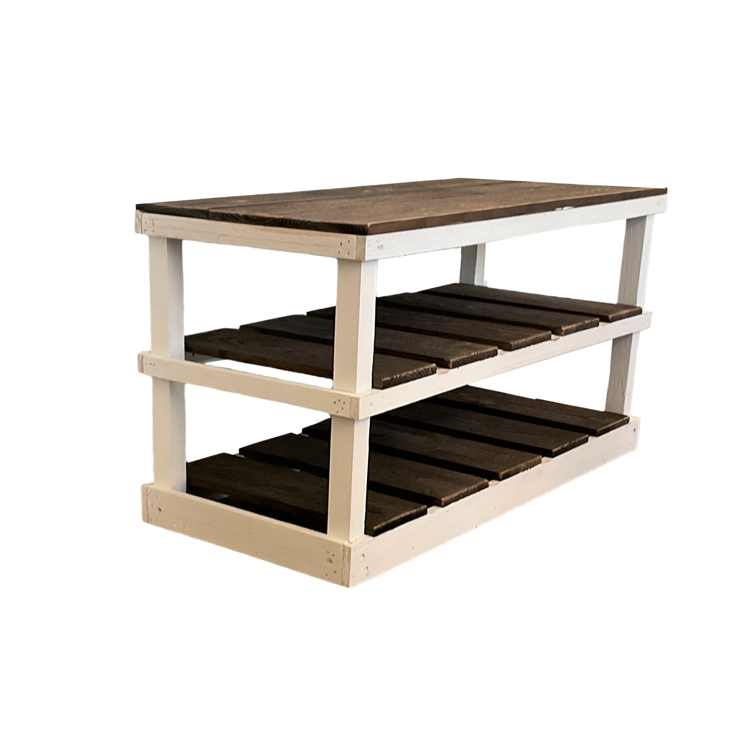 Intrinsic Haven - Vente Étagères à chaussures - Banc-rangement rustique en bois à deux étages pour chaussures17