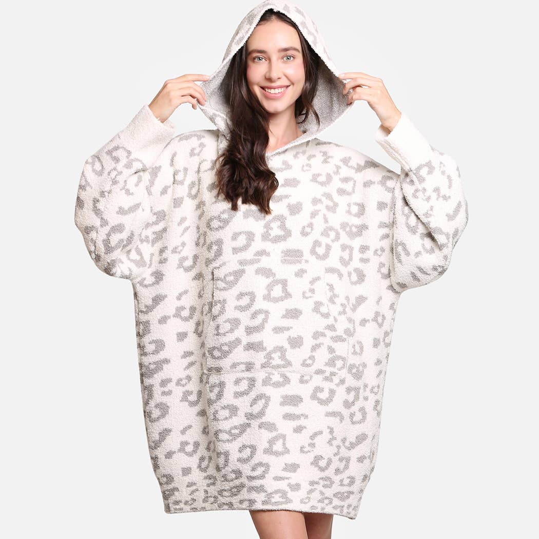 Fashion City - Wholesale Hoodie - Women's - Leopard Print Soft Hooded Snuggie w Pocket16