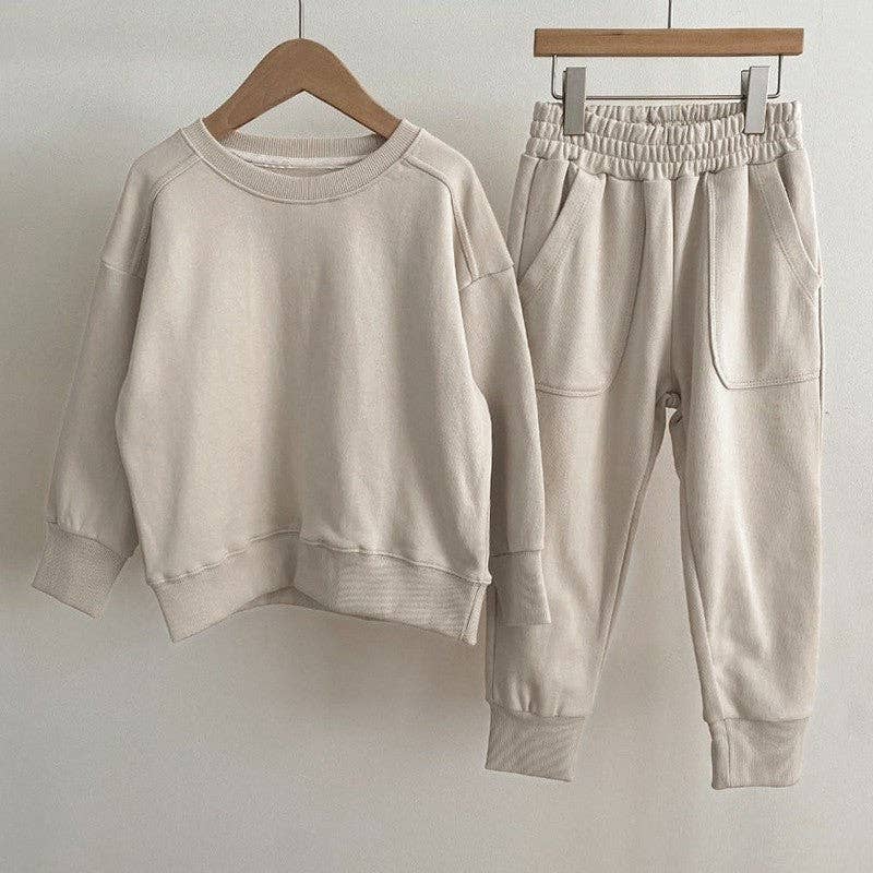 MyKids-USA® - Wholesale Top & Pant Set - Kids - Autumn Baby Kids Unisex Casual Solid Color Long Sleeves Pullover and Pocketed Pants Clothing Set0