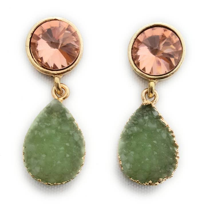Faceted Crystal Earrings · Salmon Mint for wholesale by BRANDELIA