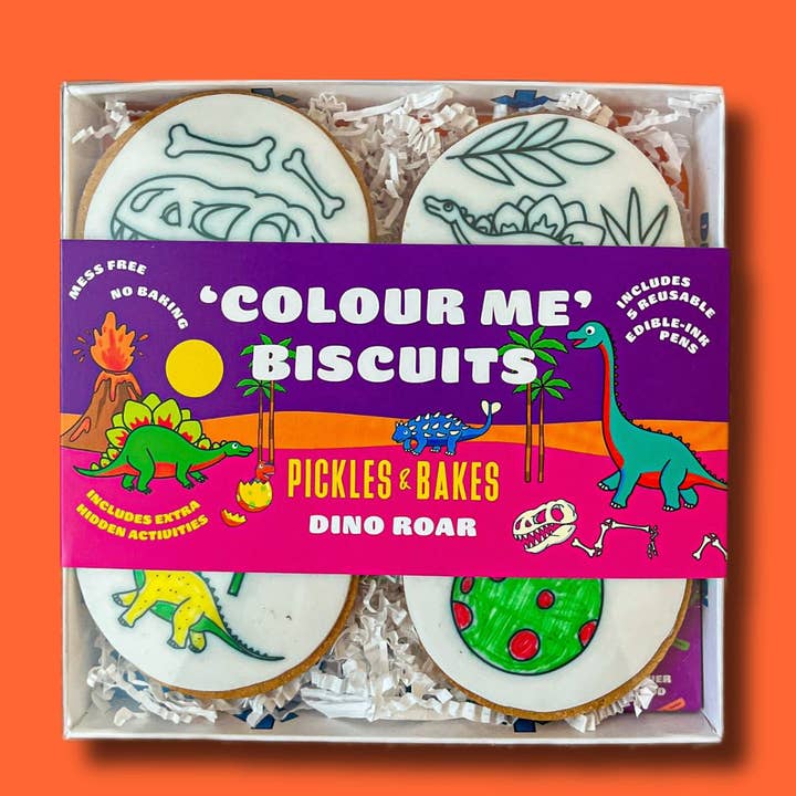Biscoitos Dinoroar 'Colour Me' por atacado de Pickles & Bakes