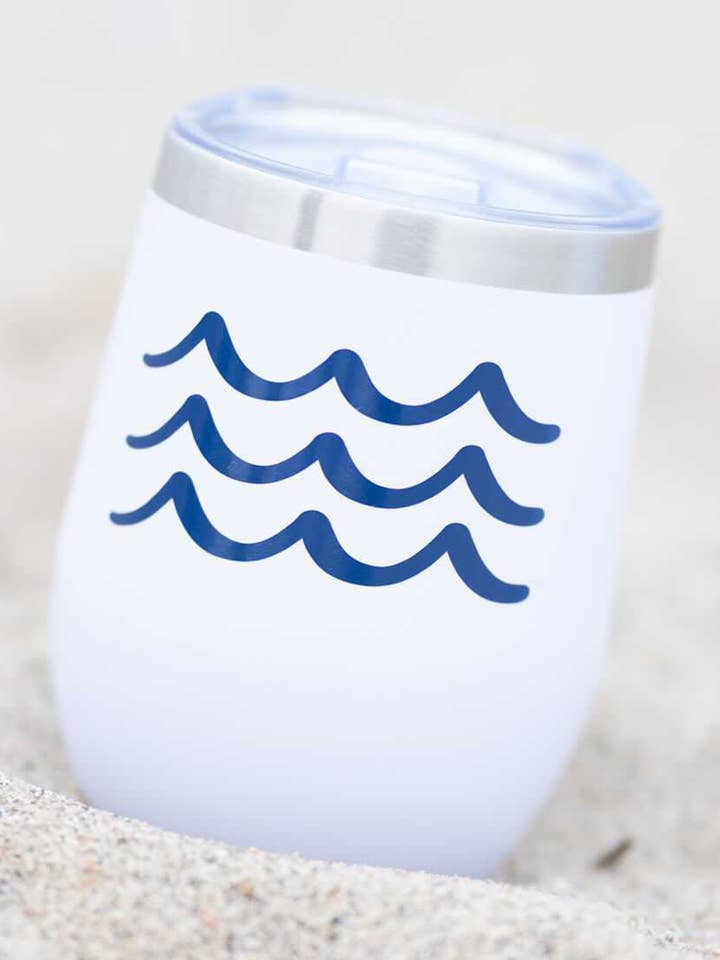 Nautical Wave Stainless Steel Tumbler | Coastal for wholesale by Everything Labeled- Decorative drinkware for every ocassion