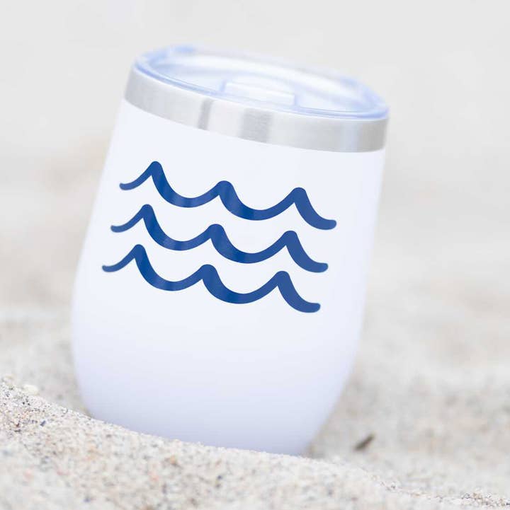 Everything Labeled | Coastal & Custom Drinkware - Wholesale Insulated Mug/Tumbler - Nautical Wave Stainless Steel Tumbler | Coastal Gift0