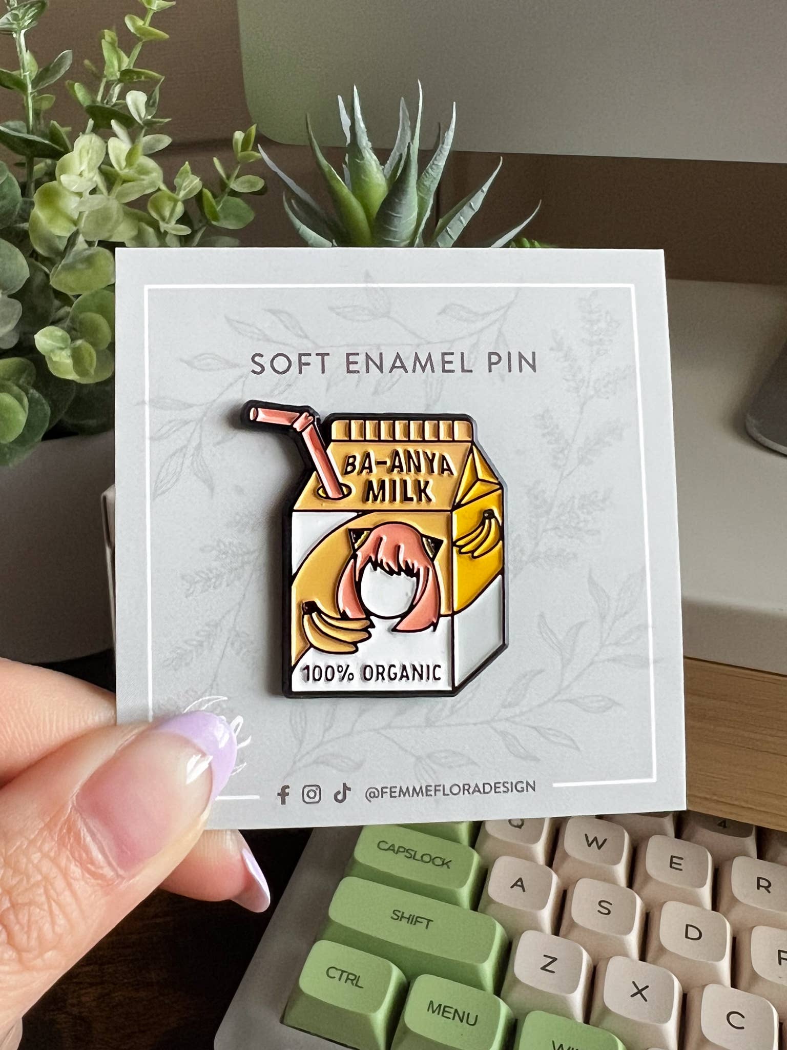 Femme Flora Design - Wholesale Lapel Pin/Button - Ba-Anya Milk Cute, Pastel SXF Soft Enamel Anime Pin