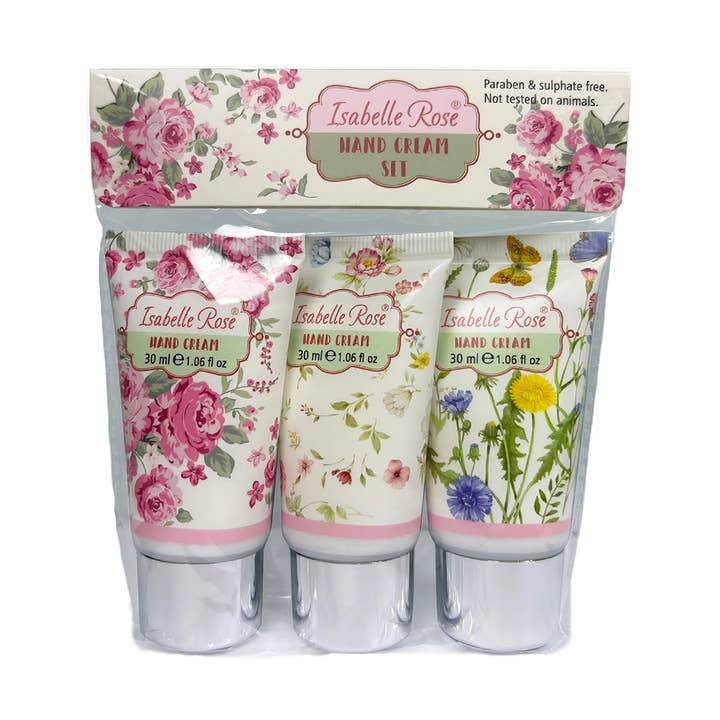 Isabelle Rose håndcremesæt med blomster 3x30 ml for engroshandel hos Isabelle Rose