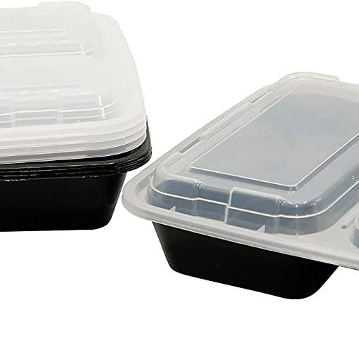 EcoQuality - Wholesale Food storage container - 33Oz 3 Compartment Rectangular Meal Prep Containers with Lid1