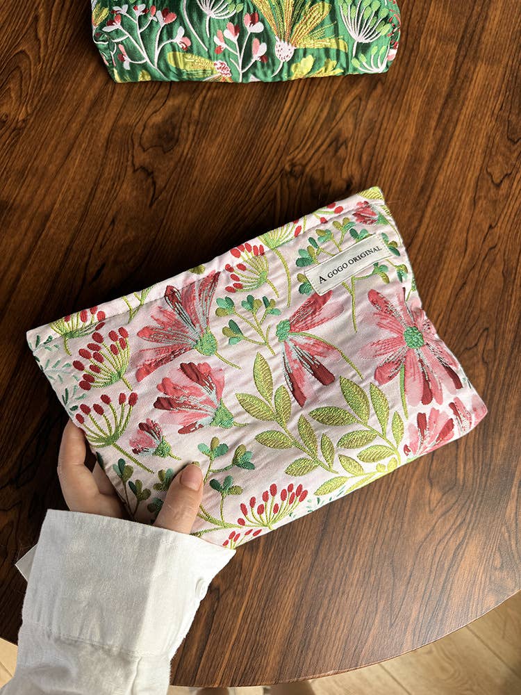 Little Trendy - Wholesale Makeup/Cosmetic Bag - Floral print Textured Cosmetic Bag travel toiletry bag 0