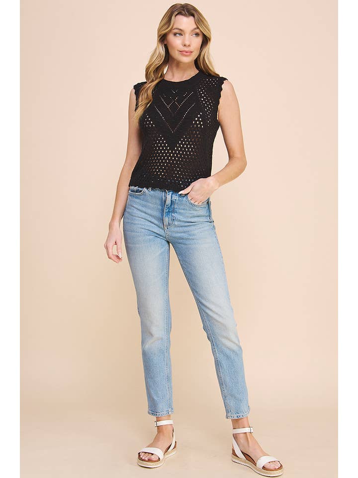 Allie Rose – wholesale Knit top – Women's – Sweater Tank with Scallop Edges3