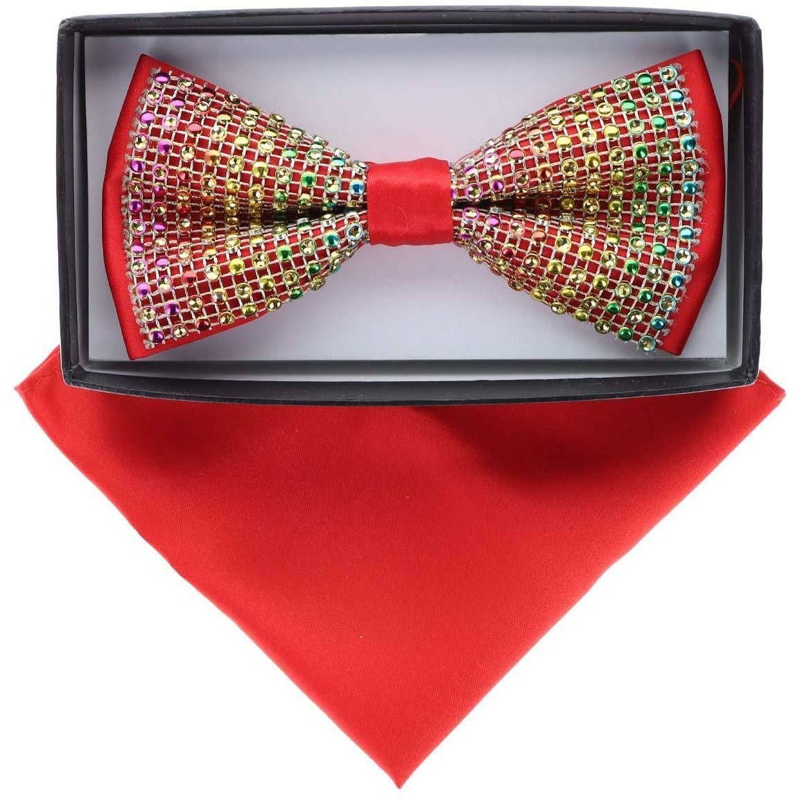 Dubal Brothers - Wholesale Bow Tie - Men's - VITTORIO FARINA Rhinestone Bowtie & Pocket Square by Classy Cufflinks3