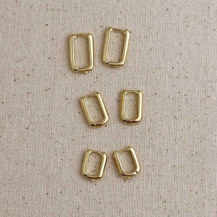 GoldFi - Wholesale Hoop Earrings - 18k Gold Filled Oblong Hoop Earrings