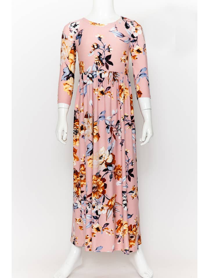 Allium - Wholesale Dress - Kids - Girls Fit and Flare Floral Maxi Dress