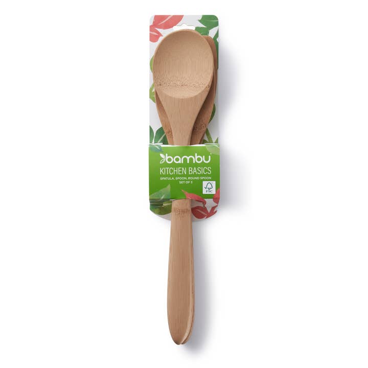 bambu® - Wholesale Kitchen Utensil Set - Bamboo Kitchen Basics Cooking Utensil Set of 3