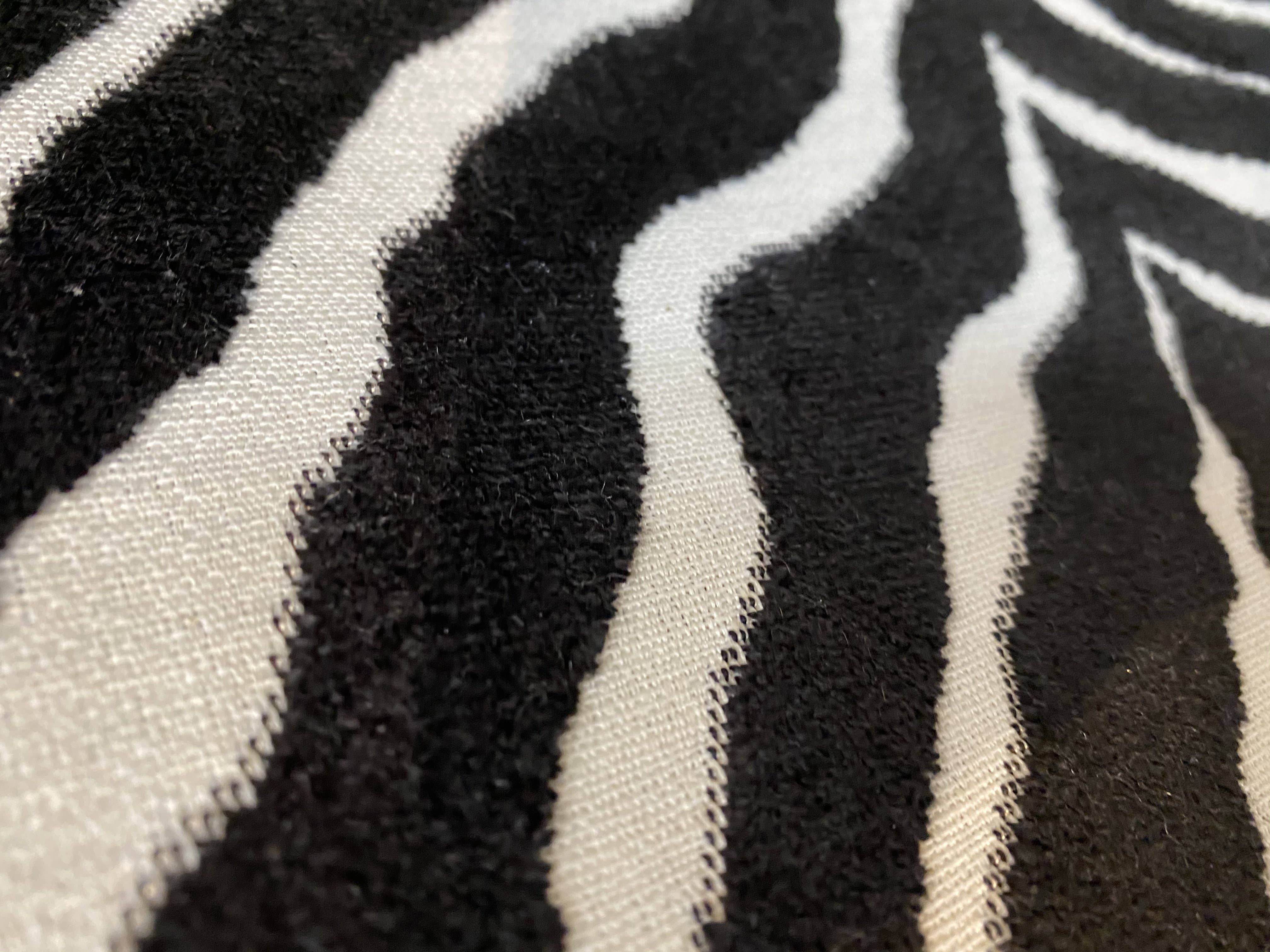 Fancy Styles Fabric – wholesale Fabric – NEW Baroness Myrtle Novelty Upholstery White and Black Zebra Yarn Dye Chenille Made in Italy2