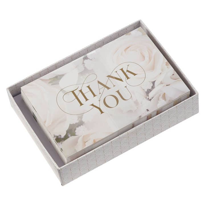 Boxed Cards Thank You White Roses for wholesale by Christian Art Gifts