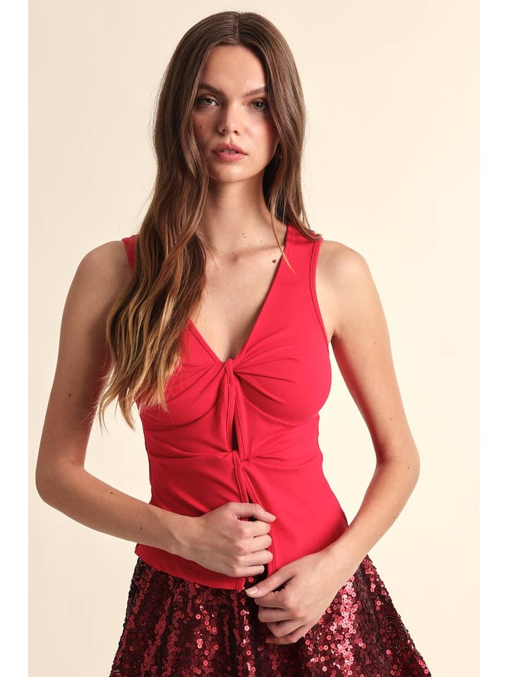 Sky to Moon - Wholesale Tank Top - Women's - VIVID SOLID COLOR V-NECK TWISTED POINT CAMI TOP8